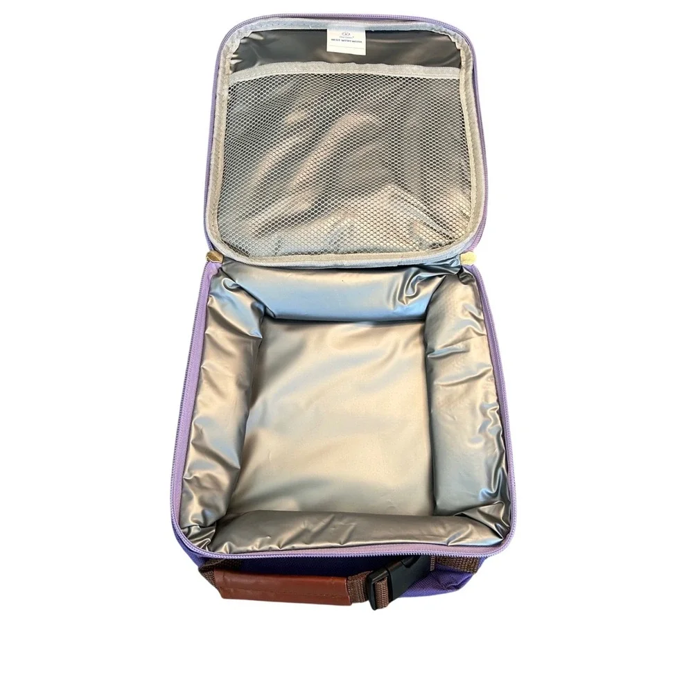 Genteen Purple Insulated Lunch Bag Quilted with Handled and Mesh Side Pocket